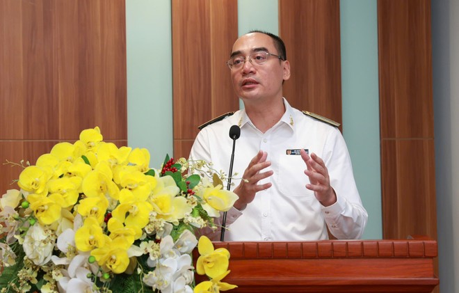 Phó Tổng Kiểm toán Nhà nước Bùi Quốc Dũng phát biểu tại Hội nghị diễn tập thực chiến an toàn thông tin trên hệ thống công nghệ thông tin của Kiểm toán Nhà nước.