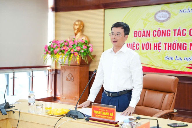 Phó Thống đốc Phạm Thanh Hà phát biểu tại buổi làm việc với hệ thống ngân hàng khu vực 3.