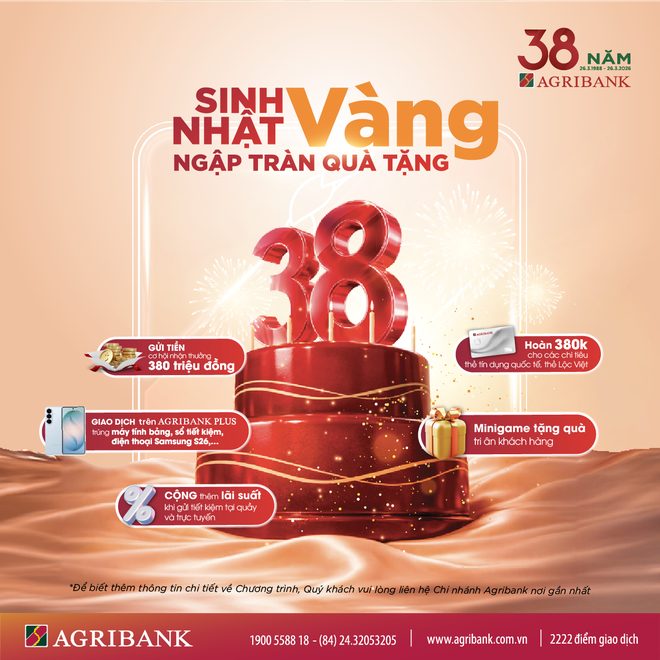 Agribank tung loạt ưu đãi “khủng” với hàng ngàn quà tặng nhân dịp 38 năm thành lập 