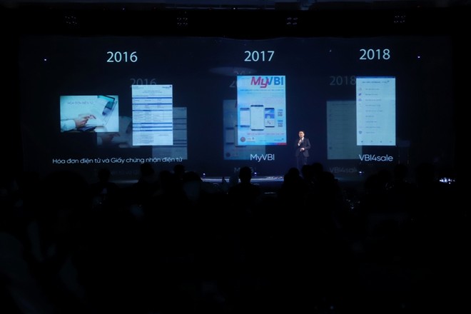 Bài thuyết trình của Tổng giám đốc VBI trình chiếu hologram
