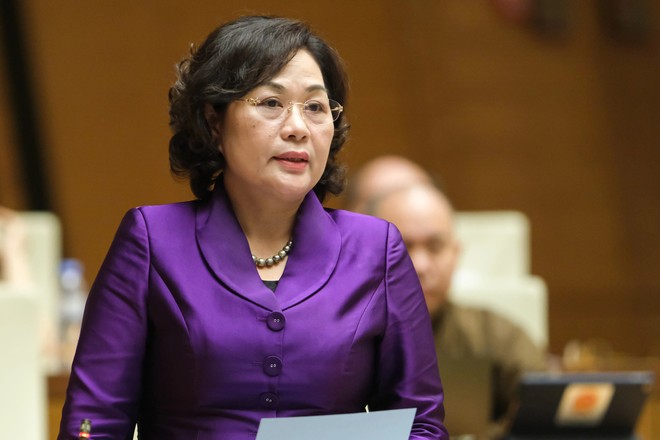 Thống đốc Ngân hàng Nhà nước Nguyễn Thị Hồng giải trình trước Quốc hội chiều 29/5 về một số lĩnh vực Ngân hàng Nhà nước phụ trách.