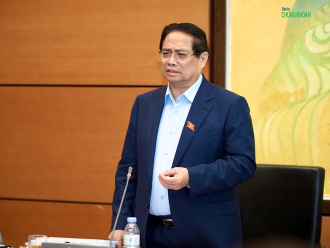 Thủ tướng Chính phủ Phạm Minh Chính phát biểu chỉ đạo tại họp tổ Quốc hội sáng 23/5 (Ảnh: M.Minh)