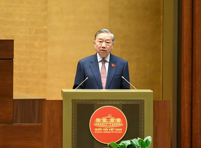 Tổng Bí thư Tô Lâm phát biểu chỉ đạo tại Kỳ họp thứ Nhất Quốc hội khóa XVI sáng 6/4 (Ảnh: Quốc hội)