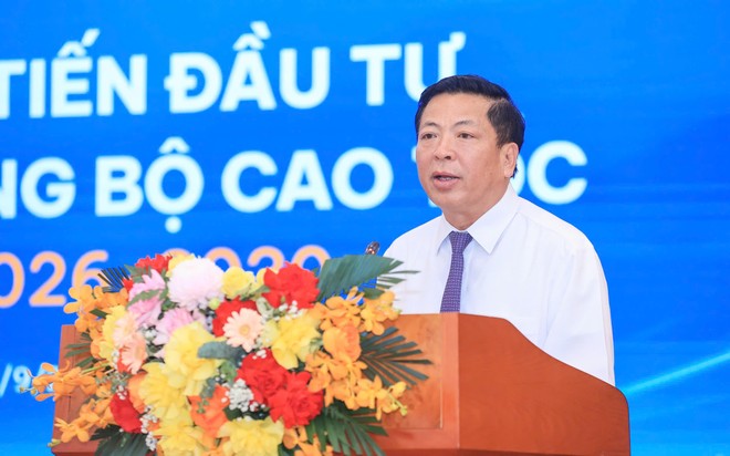 Bộ trưởng Bộ Xây dựng Trần Hồng Minh phát biểu tại Hội nghị xúc tiến đầu tư phát triển đường bộ cao tốc giai đoạn 2026-2030 sáng 29/9.