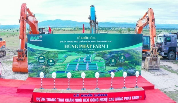 BAF vừa khởi công dự án chăn nuôi công nghệ cao Hùng Phát Farm Một tại Gia Lai hồi tháng 6/2026.