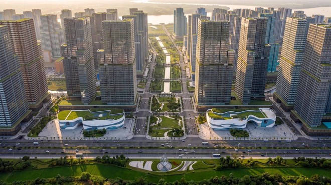 Phối cảnh Quảng trường Trung tâm – không gian kết nối Khu đô thị Đa mục tiêu Lĩnh Nam và Khu đô thị Định cư Lĩnh Nam (Hà Nội) do liên danh có Tập đoàn Tương Lai Sông Hồng triển khai.