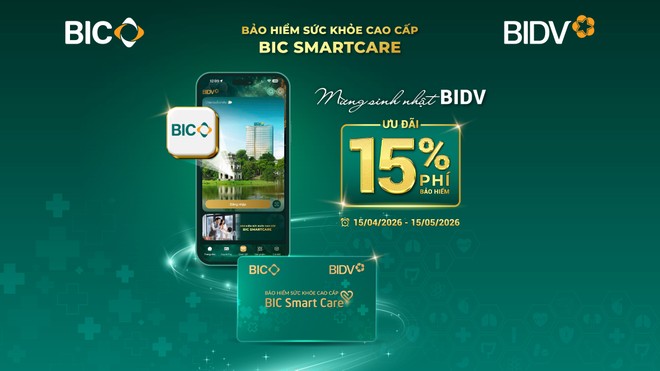 BIC ưu đãi 15% phí bảo hiểm sức khoẻ cao cấp mừng sinh nhật BIDV