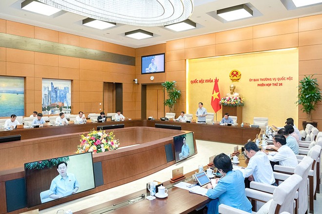 Chủ tịch Quốc hội Vương Đình Huệ phát biểu tại Phiên họp thứ 26 của Ủy ban Thường vụ Quốc hội