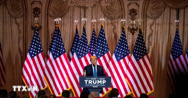 Cựu Tổng thống Mỹ Donald Trump tại sự kiện bầu cử "Siêu thứ Ba" ở bang Florida ngày 5/3. (Ảnh: AFP/TTXVN)