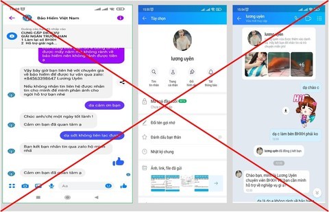 Các tin nhắn mạo danh cán bộ BHXH để lừa đảo 