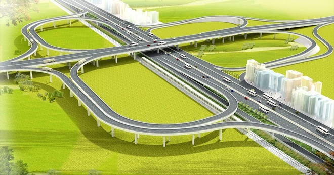 Phối cảnh nút giao Đầm Nhà Mạc trên cao tốc Hạ Long - Hải Phòng.