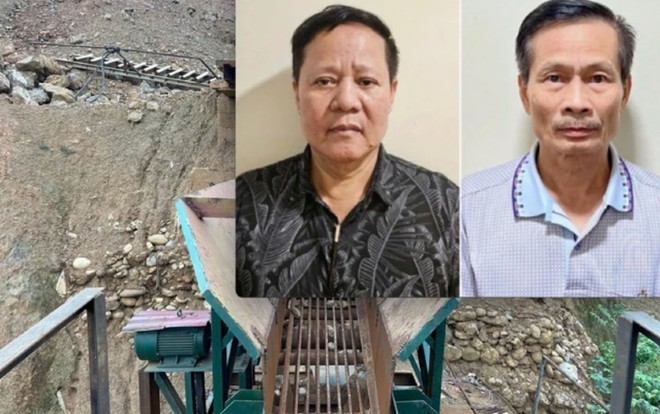 Đoàn Văn Huấn, Chủ tịch HĐQT Công ty Thái Dương (ảnh trái) và Nguyễn Văn Chính, Phó tổng giám đốc. Ảnh: BCA