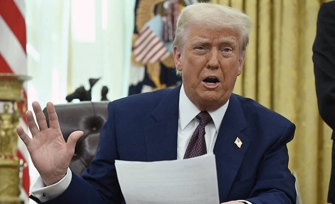 Tổng thống Donald Trump tuyên bố ông sẽ áp dụng thuế quan có đi có lại đối với các đối tác thương mại của Mỹ. Ảnh: AFP