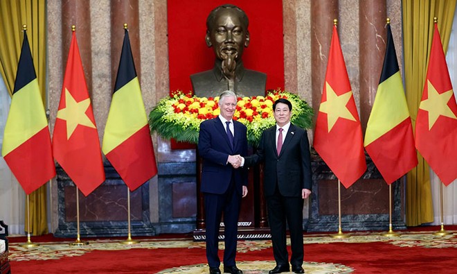 Chủ tịch nước Lương Cường và Nhà Vua Bỉ Philippe. Ảnh: Đức Thanh