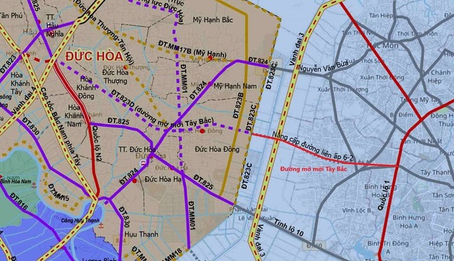 Sơ đồ hướng tuyến đường mở mới Tây Bắc đoạn qua TP.HCM- Nguồn: Sở Giao thông Công chánh