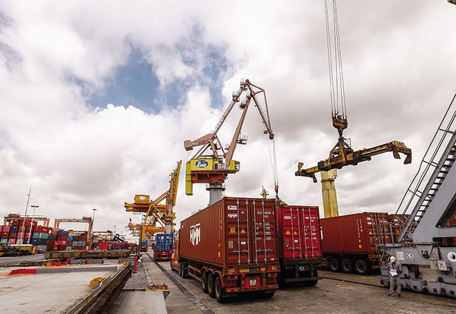 Làm hàng tại cảng Tân Vũ (Hải Phòng). Ảnh: Đức Thanh 