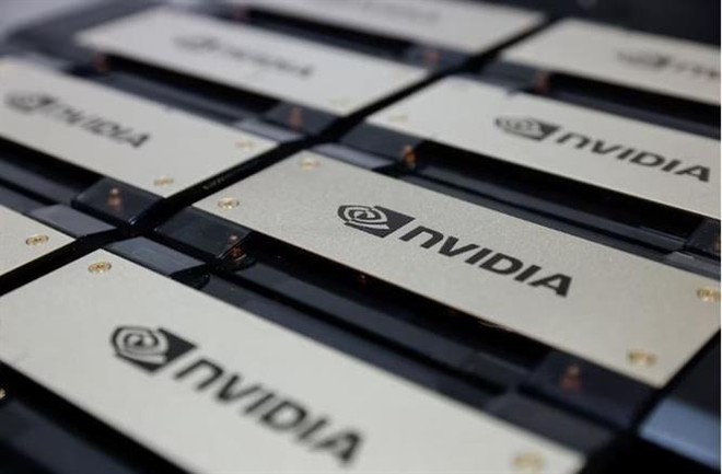 Siêu máy tính của Tập đoàn Nvidia tại triển lãm công nghệ Foxconn ở Đài Loan (Trung Quốc). Ảnh: REUTERS/TTXVN