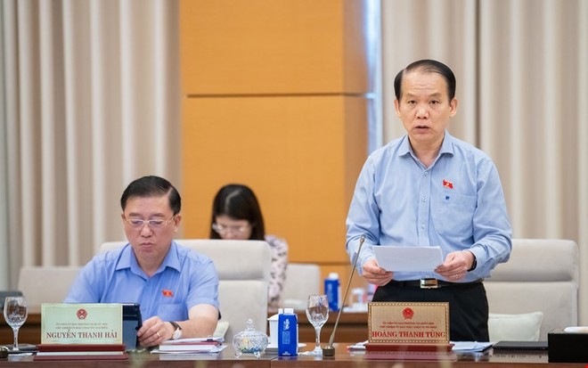 Chủ nhiệm Uỷ ban Pháp luật và Tư pháp Hoàng Thanh Tùng phát biểu. 