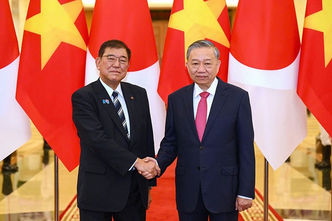 Tổng Bí thư Tô Lâm và Thủ tướng Nhật Bản Ishiba Shigeru. Ảnh: Đức Thanh 