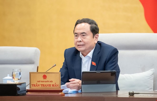 Chủ tịch Quốc hội Trần Thanh Mẫn phát biểu tại phiên họp. 