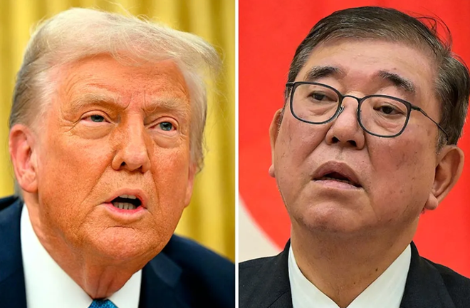 Tổng thống Mỹ Donald Trump và Thủ tướng Nhật Bản Shigeru Ishiba. Ảnh: X
