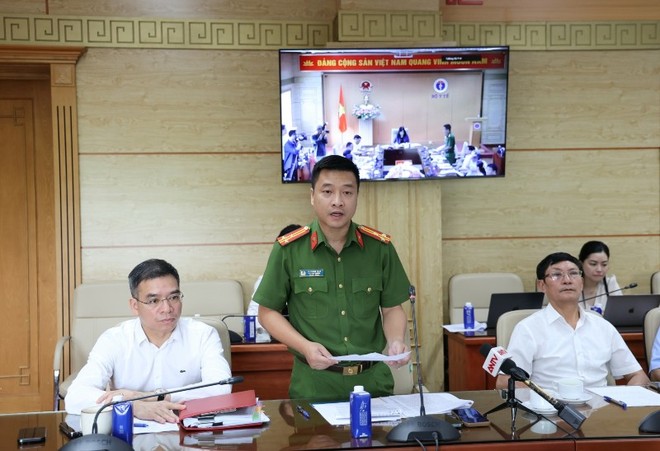 Đại diện Bộ Công an phát biểu tại Hội nghị. 