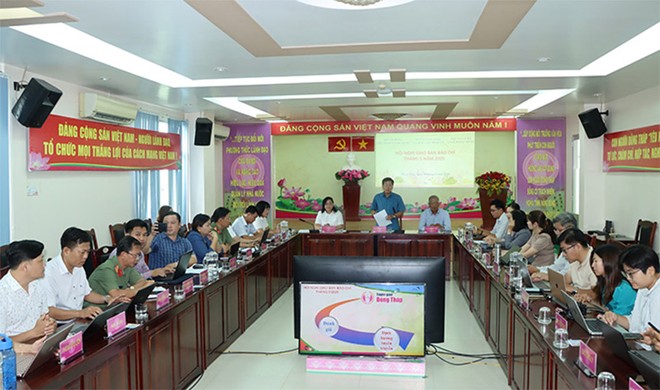 Toàn cảnh Hội nghị Giao ban báo chí tỉnh Đồng Tháp tháng 5/2025. Ảnh Cổng TTĐT Đồng Tháp