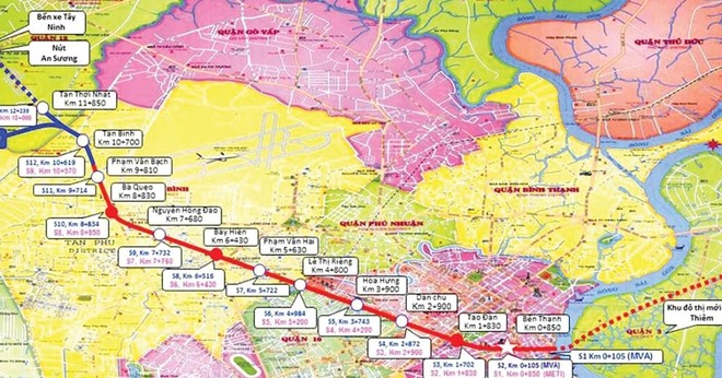 Dự án Metro số 2 (Bến Thành - Tham Lương) có tổng chiều dài 11,3 km với 11 nhà ga. Ảnh: NC st