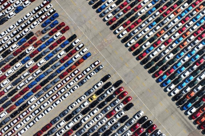 Xuất khẩu ô tô sang Mỹ có đóng góp “nền tảng” cho nền kinh tế Nhật Bản, chiếm 28,3% tổng lượng hàng xuất khẩu trong năm 2024. Ảnh: AFP