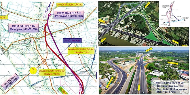Sơ đồ 2 phương án kết nối đầu tuyến Dự án Đầu tư xây dựng cầu Cần Thơ 2 và đường dẫn hai đầu cầu. 