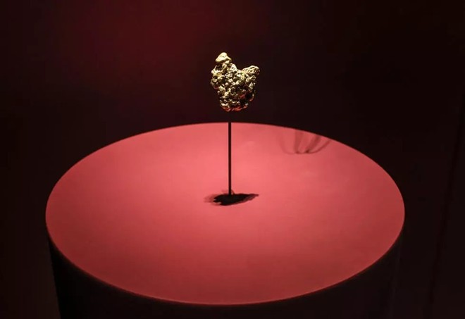 Một mẫu vật vàng được trưng bày tại Bảo tàng Lịch sử Tự nhiên Paris. Ảnh: AFP