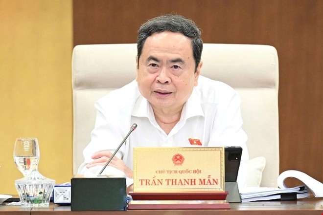 Chủ tịch Quốc hội Trần Thanh Mẫn phát biểu tại phiên họp. 