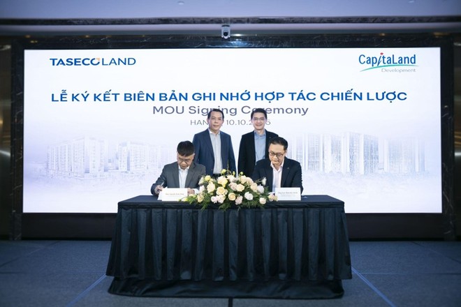 Đại diện Taseco Land và CapitaLand Development ký kết biên bản ghi nhớ hợp tác chiến lược.