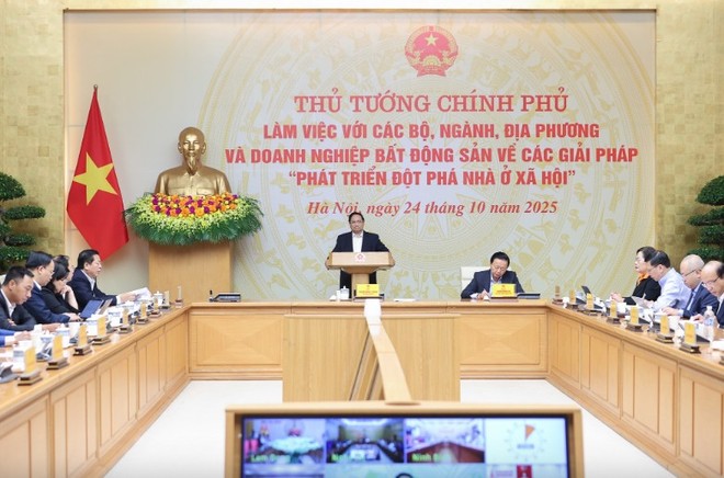 Thủ tướng Phạm Minh Chính chủ trì Hội nghị với các bộ, ngành, địa phương, doanh nghiệp về các giải pháp phát triển đột phá nhà ở xã hội.