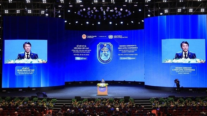 Đại tướng Lương Tam Quang, Bộ trưởng Bộ Công an phát biểu bế mạc. Ảnh: Tuấn Anh - TTXVN.