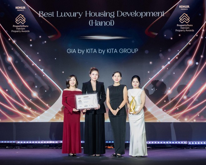 GIA by KITA được xướng tên tại hạng mục “Best Luxury Housing Development (Hanoi)” trong khuôn khổ Vietnam PropertyGuru Awards 2025. Ảnh: KITA Group