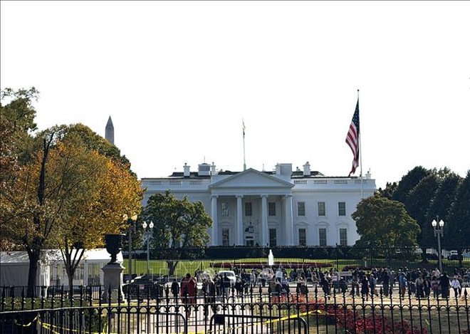 Nhà Trắng nhìn từ Công viên Lafayette ở thủ đô Washington D.C. Ảnh: Ngọc Quang/PV TTXVN tại Mỹ
