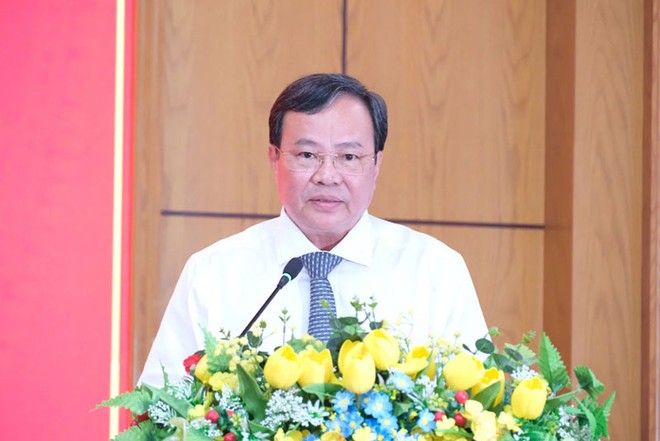 Ông Lê Văn Hẳn phát biểu nhận nhiệm vụ Phó Bí thư tỉnh Tây Ninh. Ảnh: Báo Tây Ninh