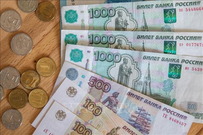 Đồng ruble của Nga. Ảnh: THX/TTXVN 