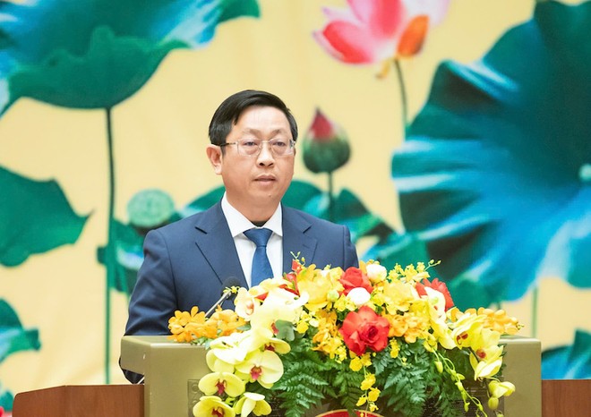 Ông Nguyễn Hữu Thông, Phó trưởng đoàn đại biểu Quốc hội phát biểu tại lễ kỷ niệm. 