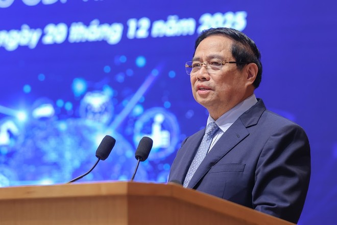 Thủ tướng Chính phủ Phạm Minh Chính tại Diễn đàn quốc gia về phát triển kinh tế số và xã hội số lần thứ 3. Ảnh: VGP. 