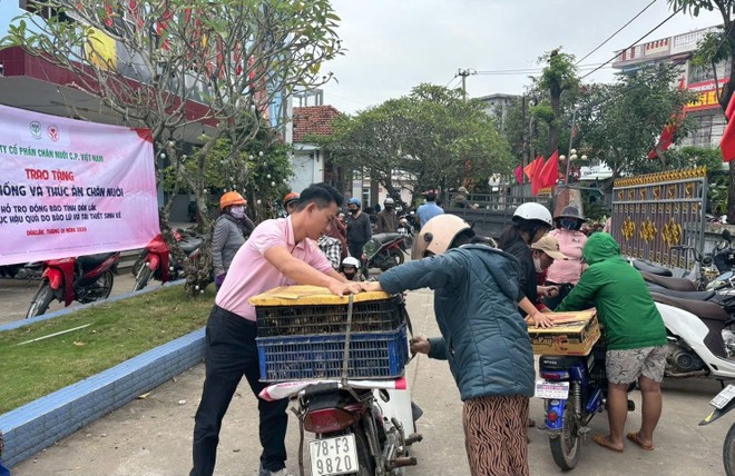 C.P. Việt Nam trao 20.000 con gà giống và 65 tấn thức ăn chăn nuôi giúp dân tái thiết sinh kế sau thiên tai