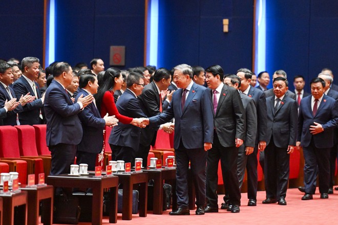 Các đồng chí lãnh đạo Đảng, Nhà nước dự phiên trù bị (Ảnh: Daihoidangtoanquoc.vn)