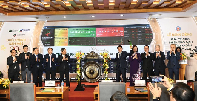 Bộ trưởng Nguyễn Văn Thắng đánh cồng khai trương phiên giao dịch chứng khoán đầu năm 2026