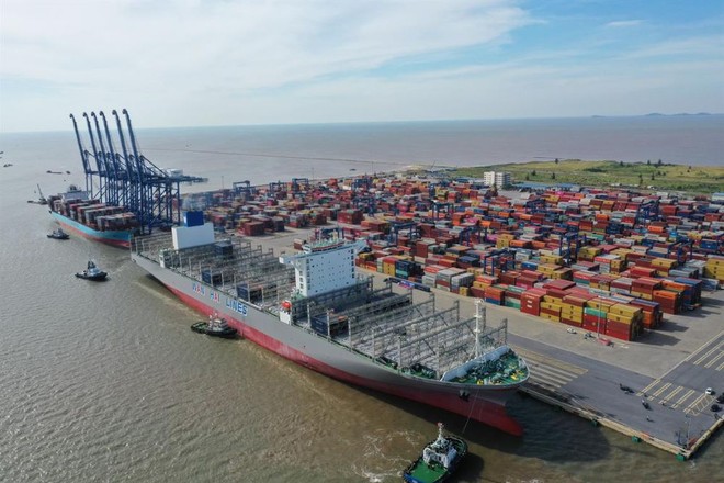 Một góc Cảng container quốc tế Tân Cảng Hải Phòng. 