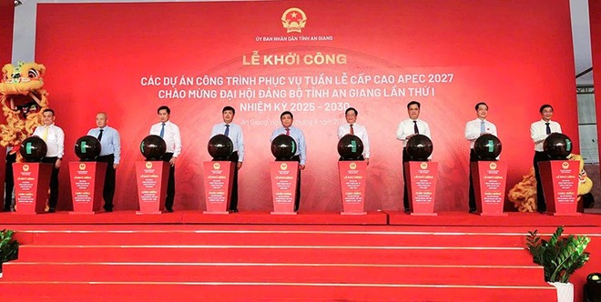 Tỉnh An Giang đã khởi công các dự án, công trình phục vụ Tuần lễ cấp cao APEC 2027. Ảnh: Khánh Thùy
