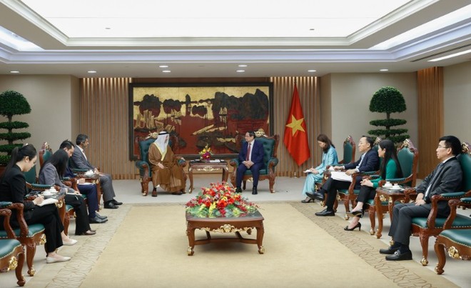 Thủ tướng Phạm Minh Chính đề nghị Đại sứ phối hợp chặt chẽ với phía Việt Nam khẩn trương thúc đẩy các nội dung quan trọng mà Tổng thống UAE đã thống nhất - Ảnh: VGP