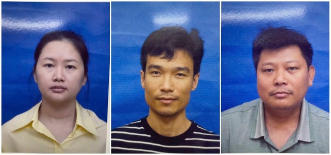 Các đối tượng vừa bị Bộ công an khởi tố bắt giam từ trái qua phải: Ngô Thị Thảo, Trần Quang Chiến, Vương Lê Vĩnh Nhân (ảnh Bộ Công an) 