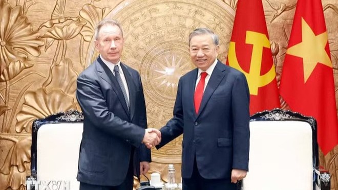 Tổng Bí thư, Chủ tịch nước Tô Lâm tiếp Giám đốc Cơ quan Vệ binh quốc gia Nga Viktor Zolotov - Ảnh: TTXVN