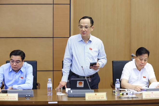 Đại biểu Nguyễn Ngọc Sơn phát biểu tại tổ - Ảnh: QV 